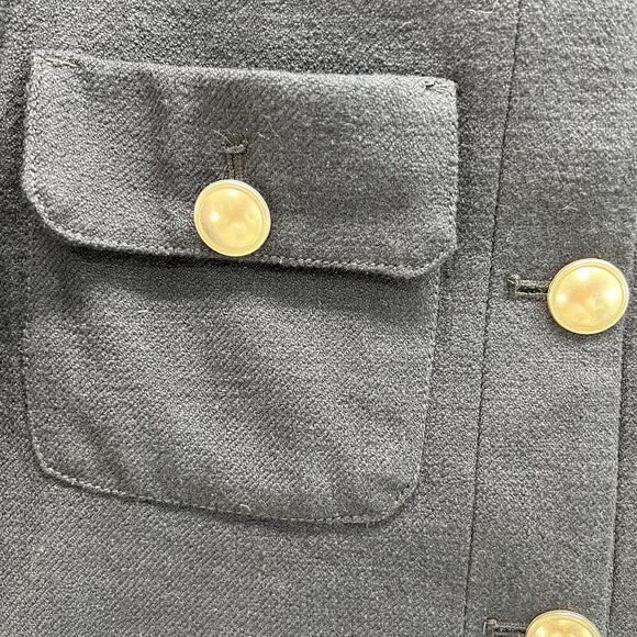 Anthropologie Maeve Tweed Jacket Crop Sz 6 Blue Gold Button Pockets - Picture 3 of 9